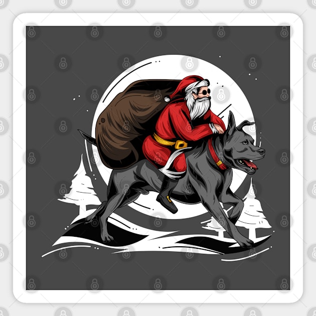 Pit Bull Lovers Christmas Design with Santa's Bringing Gifts Magnet by screamingfool